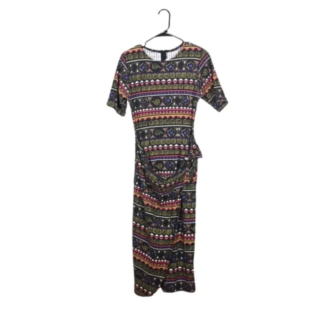 Vintage tribal print faux wrap dress size medium boho
